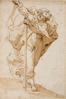 Attribué à Luca Cambiaso, Vieillard s'appuyant sur un bâton, Oedipe