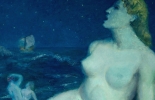Détail Paul-Alex DESCHMACKER (1889-1973), La Grande Sirène Bleue, huile sur toile, 211 x 121 cm. Musée La Piscine. © Musée La Piscine (Roubaix), Dist. RMN-Grand Palais / Arnaud Loubry