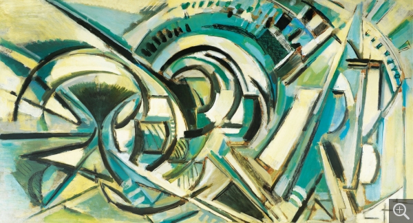 Reynold ARNOULD (1919-1980), Étude préparatoire pour Propulsion, décoration du paquebot France, vers 1960-1961, huile sur isorel, 99 x 180 cm. Paris, courtesy Galerie gimpel & müller. © cliché S. Nagy