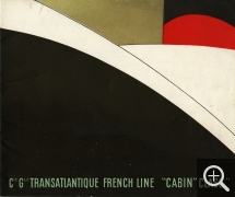 Jean AUVIGNÉ, Brochure publicitaire de la Compagnie générale transatlantique pour le paquebot Normandie – Cabin Class, vers 1935, papier imprimé, , 20 x 30 cm. Collection EPCC French Lines & Compagnies - patrimoine maritime et portuaire. ©Collection French Lines & Compagnies