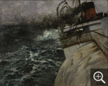 Frits THAULOW, Le Vapeur transatlantique, 1898, huile sur toile, 55 x 81 cm. Le Havre - musée d'art moderne André Malraux ©MuMa Le Havre / François Duguet