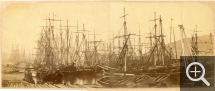 Charles GOMBERT, Fécamp, panorama du bassin Bérigny, vers 1867, tirage albuminé sur papier contrecollé sur carton, 21,4 x 51,2 cm. Collection Pascal Servain