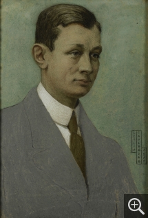Leslie CAULDWELL (1861 - 1941), Portrait d’Edouard Senn, 1915, crayon et pastel sur papier, 53,5 x 36,5 cm. Collection particulière. ©François Duguet