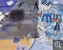 Raoul DUFY (1877-1953), Cargo noir à Saint-Adresse, 1948-1952, huile sur isorel, 40,4 x 51 cm. © Cahors, musée Henri Martin (dépôt du MNAM) — © ADAGP, Paris, 2015