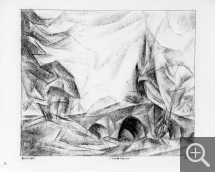 Lyonel FEININGER (1871-1956), Oberweimar, 1917, quill, Indian ink and charcoal on paper, 23.6 x 30.3 cm. Private collection. © Maurice Aeschimann — © ADAGP, Paris, 2015