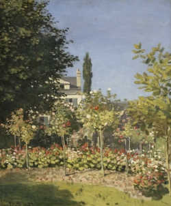 Claude MONET (1840-1926), Jardin en fleurs - à Sainte-Adresse, vers 1866, huile sur toile, 64 x 53 cm. Montpellier - Musée Fabre. Dépôt du Musée d'Orsay - Paris.. © RMN-Grand Palais (musée d’Orsay) / Hervé Lewandowski