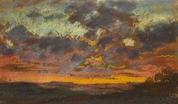 Claude MONET (1840-1926), Coucher de soleil, vers 1868, pastel sur papier, 21 x 35 cm. Collection particulière. © 2022 Christie’s Images Limited