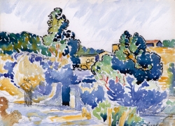 Henri Edmond CROSS (1856-1910), Etude pour « Paysage de Bormes », 1907, aquarelle sur papier vélin, 16 x 23 cm. collection particulière ©Wilson Graham