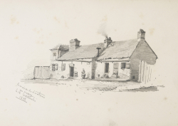 Claude MONET (1840-1926), L'Épicerie du Perrey, Carnet de dessins n° 2,  “La maison des 4 nations au Perrey /  le 12 septembre”, 1856, crayon sur papier, 20 x 27 cm. 'Collection particulière. © François Doury
